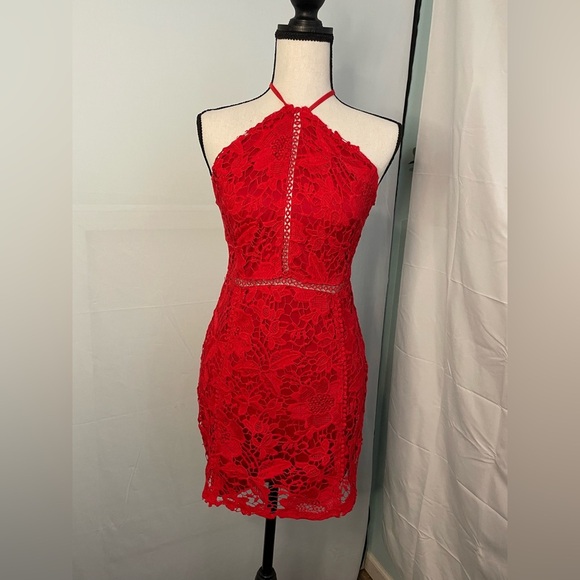 Urban Outfitters Red Lace Mini Dress size‎ small - Picture 1 of 8